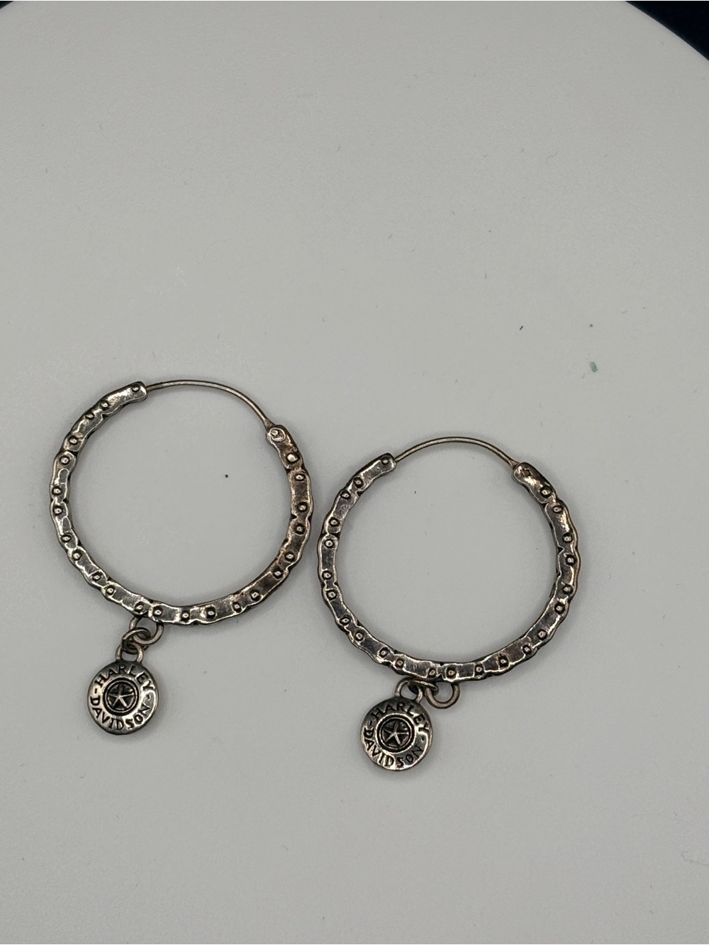 Harley-Davidson Sterling Silver Motorcycle Bike Chain Hoop Earrings 925 MOD
